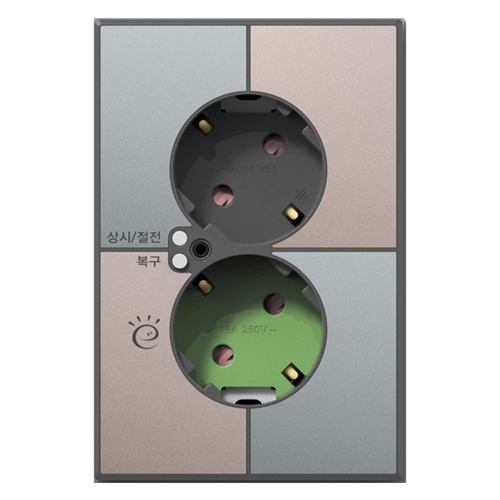 틸인스 대기전력 자동차단 2구 콘센트 그린베이지 + 다크그레이 프레임, 1개 48,360원