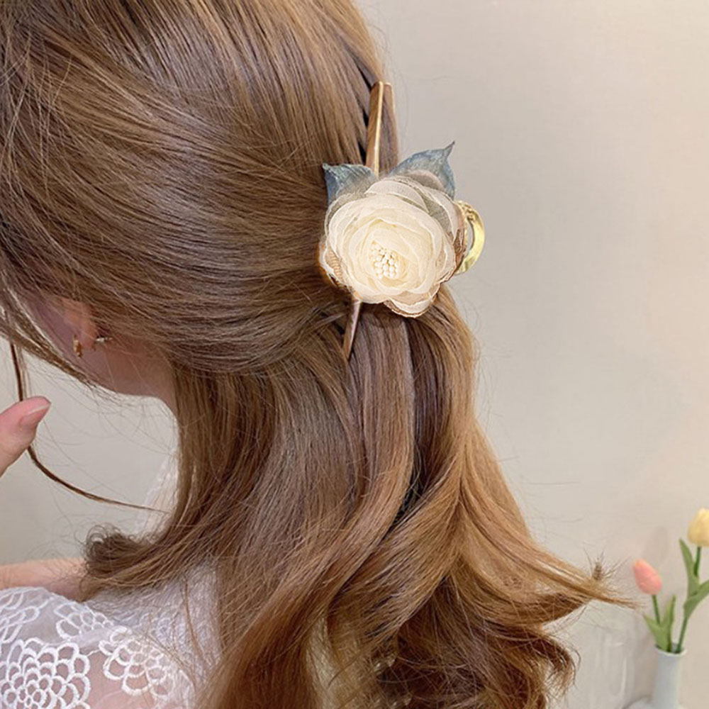 은꽃밴드 샤벳로즈 올림머리집게핀 7,590원