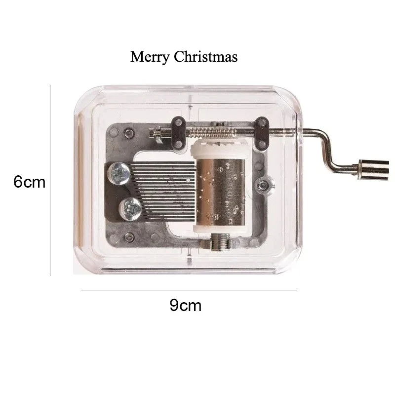 미니 뮤직 박스 핸드 크랭킹 음악 운동 크리스마스 선물을위한 투명한 DIY 뮤직 박스 메리 크리스마스 다양 12,600원