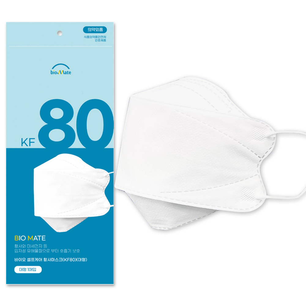 소확행몰 바이오 셀프케어 황사마스크 KF80 대형, 1매입, 20개, 화이트 12,000원