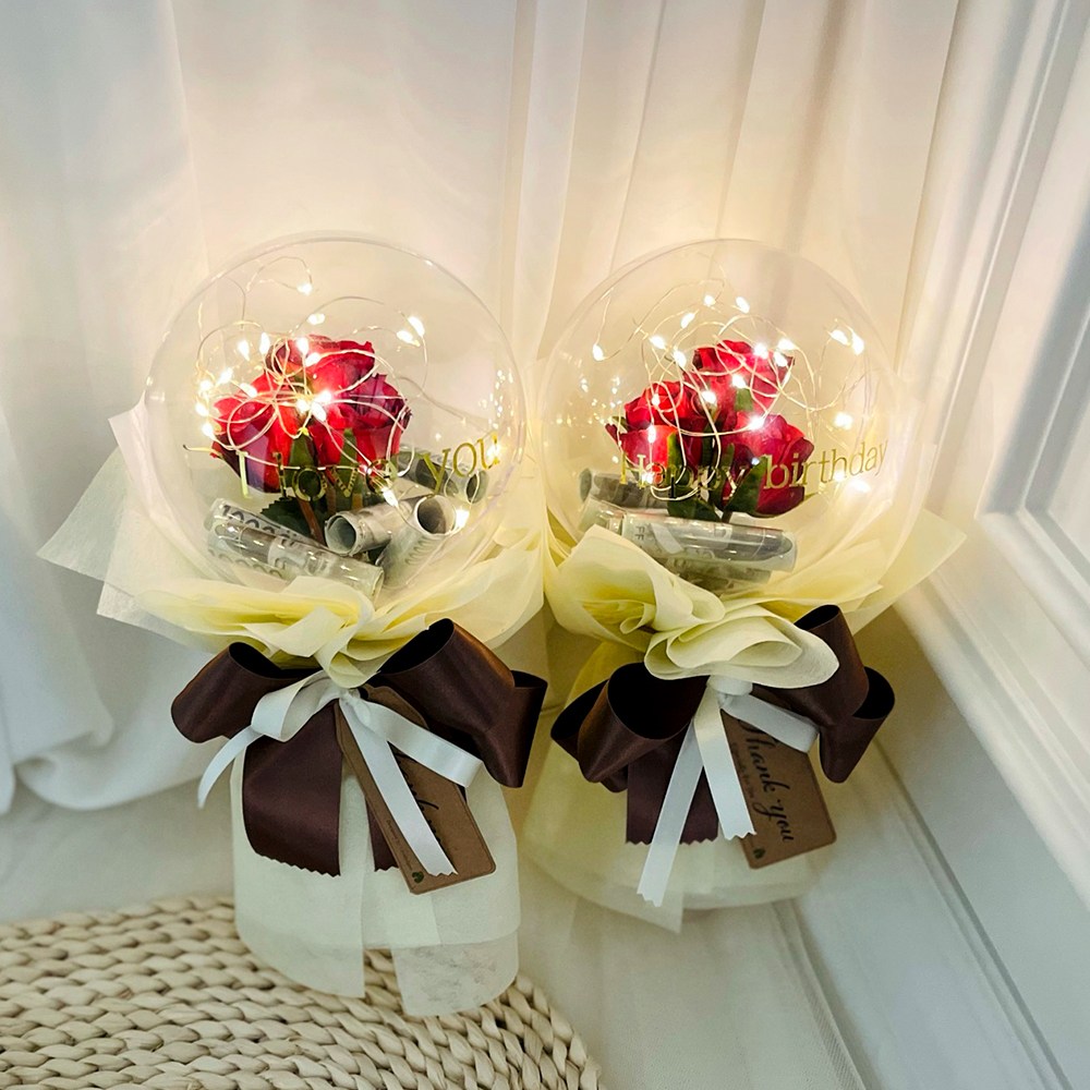 러블리팜 조화 매직 쁘띠 플라워 벌룬 꽃다발 ver 앤틱장미 2p 23,380원