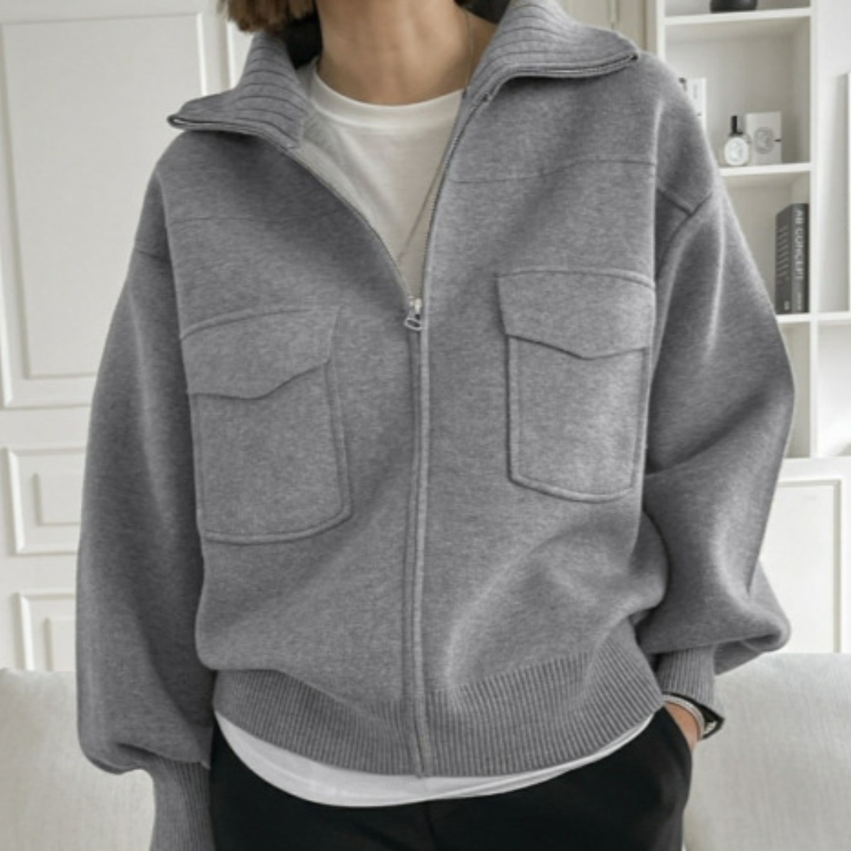 노나네 여성 하이넥 루즈핏 니트집업 간절기 아우터 77까지 52,900원