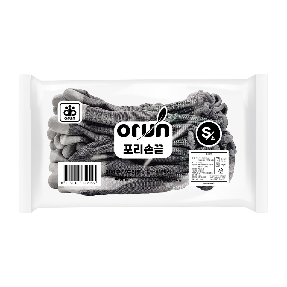 [오런] 포리손끝 PU손끝코팅 작업장갑, 소(S), 회색, 100개 43,940원
