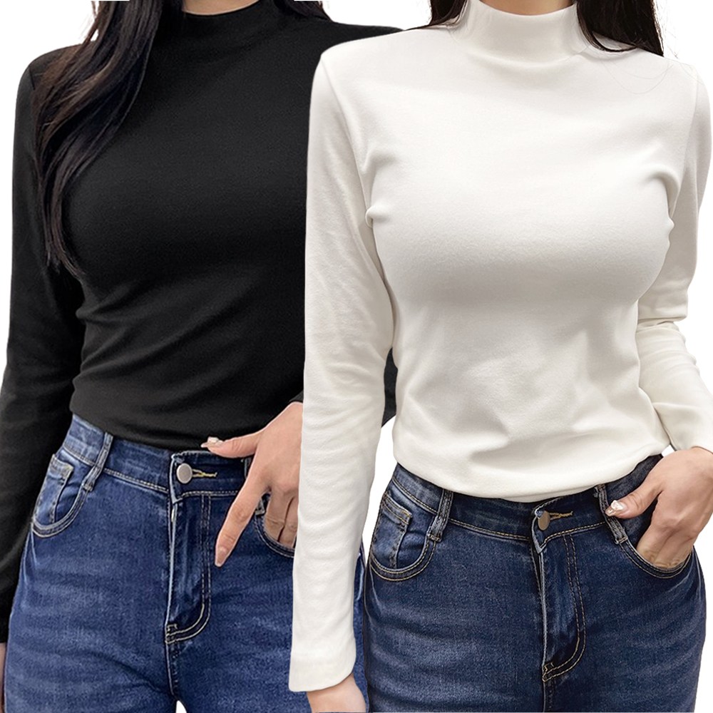 모던바이브 여성 반목티 반목 폴라 긴팔 티셔츠 2종세트 13,000원