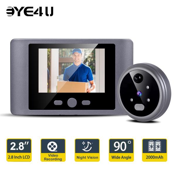 스마트 도어벨 카메라 방문자확인용 무선 문짝 뷰어 초인종 2.8 인치 LCD 스크린 PIR 모션 감지 90 ° 광각 야간 투시경 벨 47,070원
