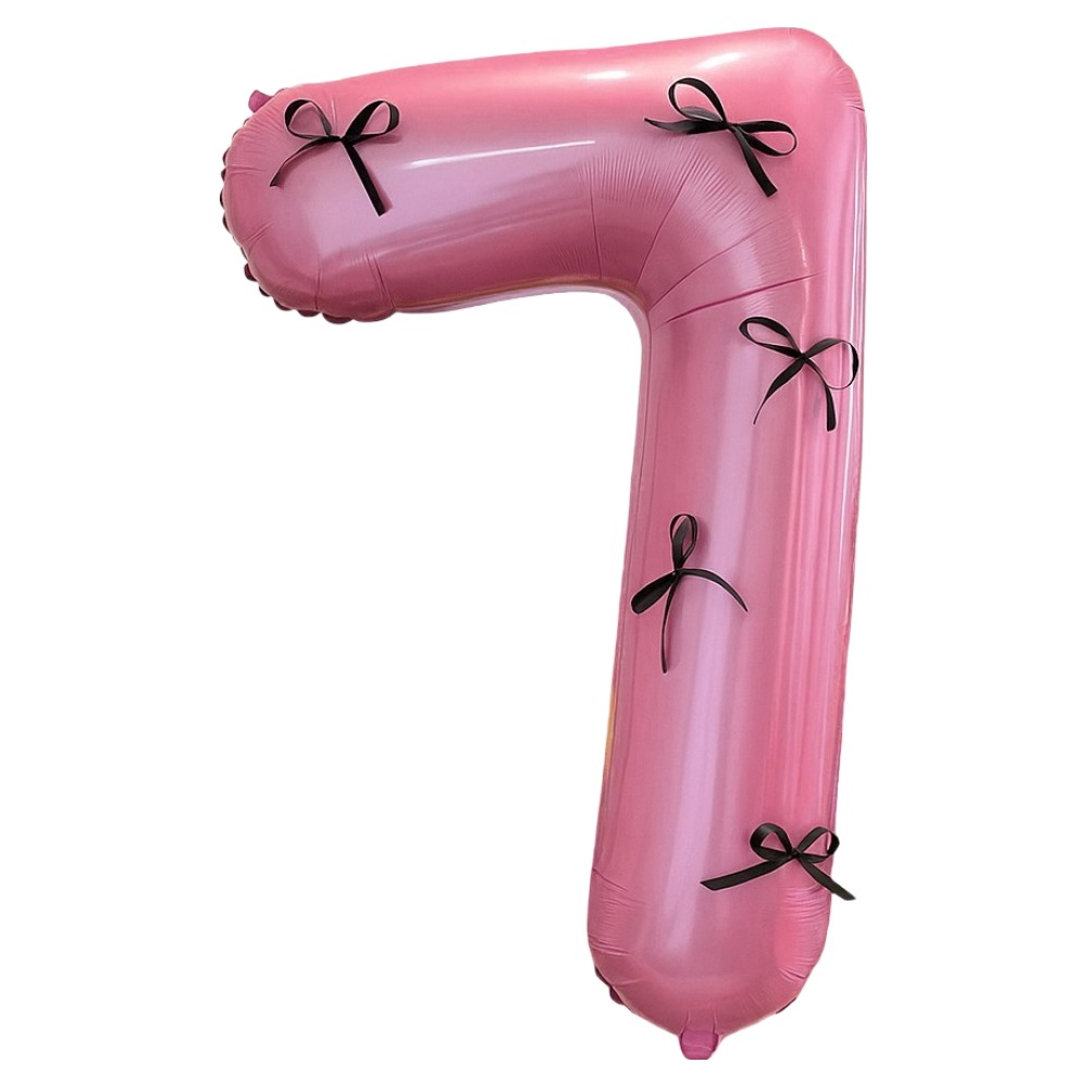코히모 초대형 은박 숫자7 + 리본 풍선 세트 100cm 5W0421, 핑크 + 블랙, 1세트 5,700원