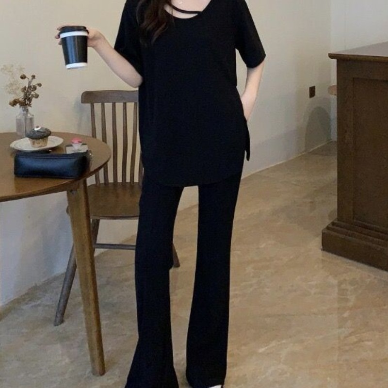 해피유통 여성 투피스세트 아이스 빅사이즈. 반팔티+와이드 플레어 바지 투피스 jhwj 21,290원