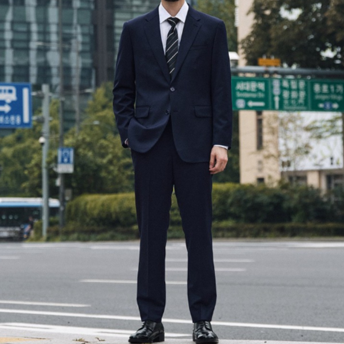 (10年 수트) 울혼방 사방스판 수트_네이비 (클래식핏)_SSJWZ62SET 198,800원