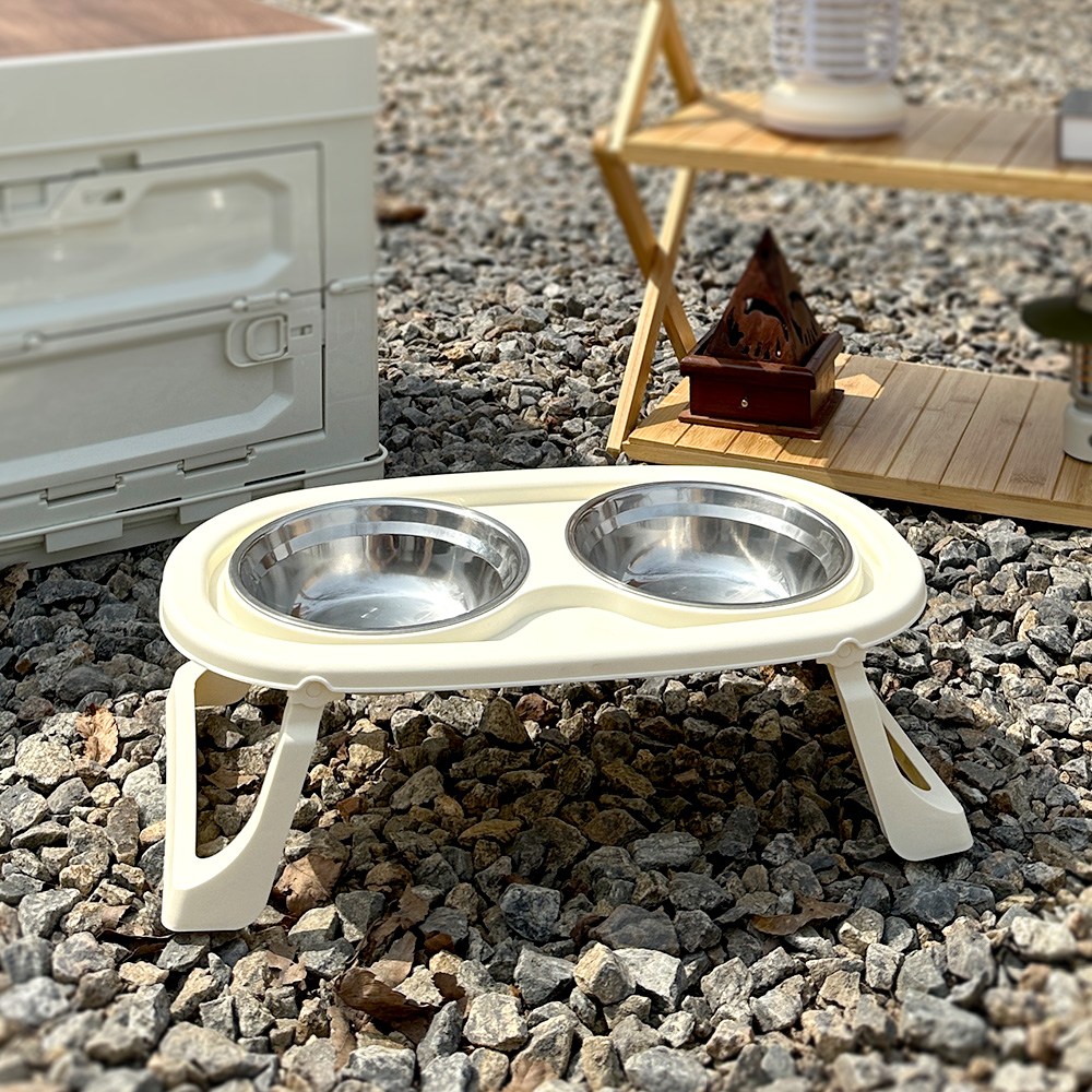 나마스펫 크리미 강아지 밥그릇 고양이 물그릇 애견 사료 식탁 2구 식기 세트, 1개, 바닐라 12,990원