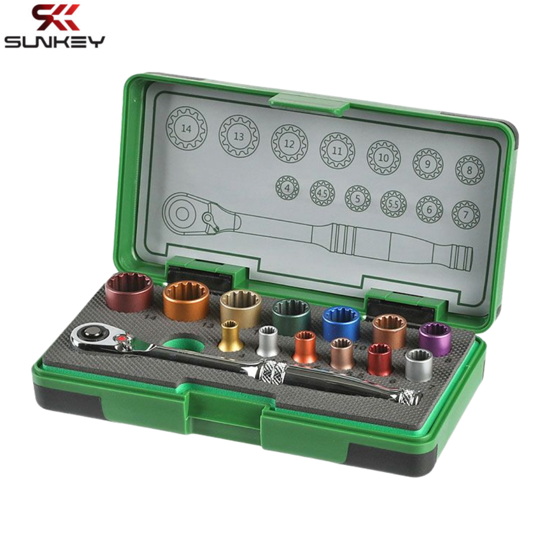 썬키 소켓렌치 세트 SSR-14CS 1/4 복스알 라쳇 핸들 깔깔이 14PCS 51,030원