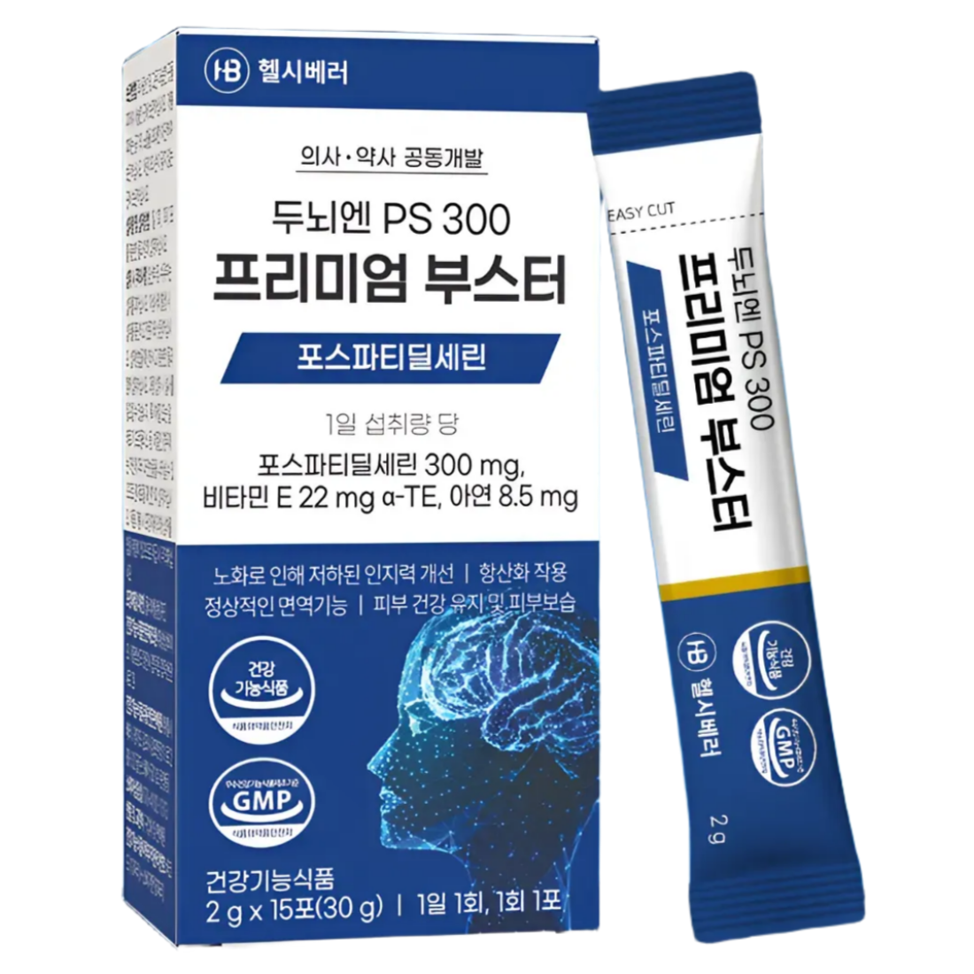 두뇌엔 PS 300 프리미엄 부스터  포스파티딜세린 아연 비타민E  인지력 기억력 개선 영양제  고함량 식약처인증 건강기능식품  의사약사공동개발  인절미맛 30g 헬시베러 132,000원
