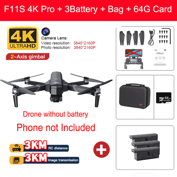 SJRC F11 Pro 4K F11s Pro 4K 카메라 드론 GPS 5G FPV HD 2 축 안정화 짐벌 EIS 전문 브러시리스 쿼드콥터 RC Dron 526,850원