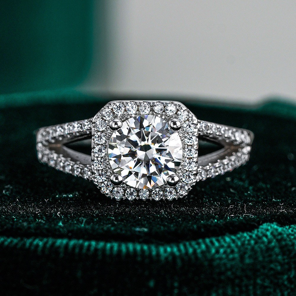 시르겜스 모이사나이트 1캐럿 방형 원형 모조 다이아몬드 반지 13,390원