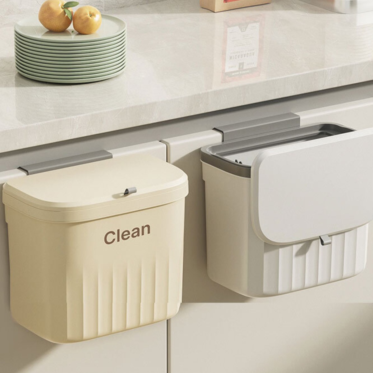 픽앤라이 벽결이 무타공 부착형 씽크대 음식물 쓰레기통 다용도휴지통 8.5 L 고급형, 화이트 18,700원