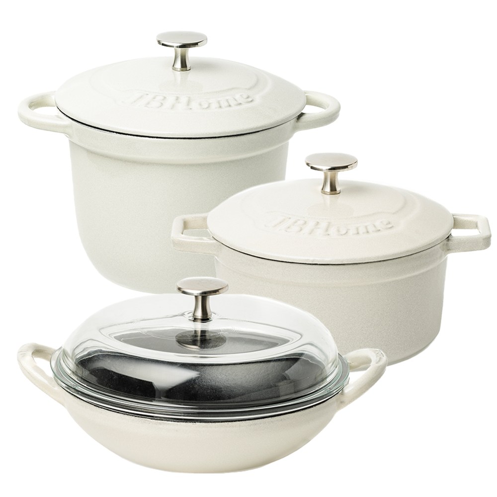 제이비홈 바움 무쇠 주물 냄비 3종 세트 (꼬마웍20cm+데일리팟16cm+라이스팟18cm), 단품 159,000원