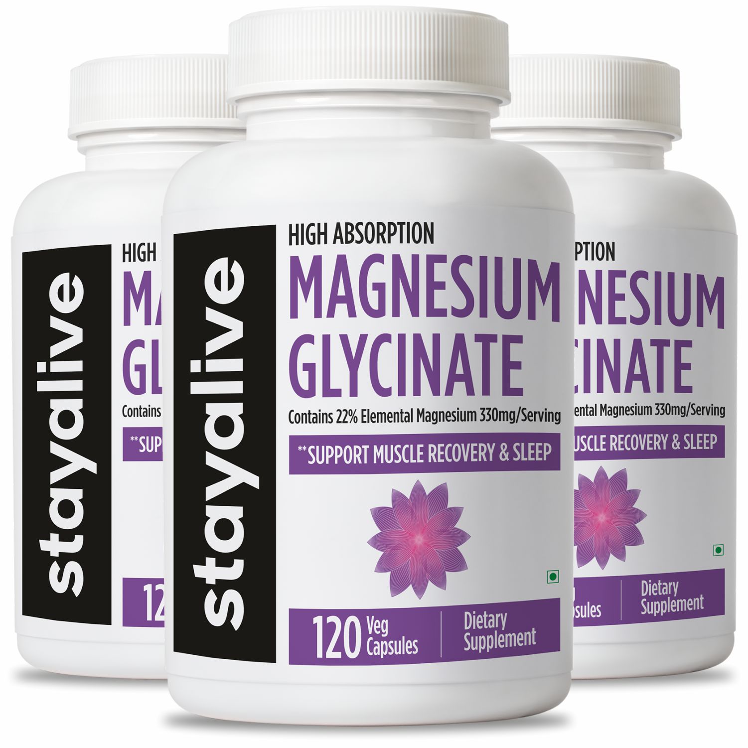 StayAlive 순수 글리시네이트 마그네슘 1500mg 보충제, 고흡수성, 스트레스, 근육, 수면 지원을 위한 120캡슐, 여성 및 남성용 글리신산 마그네슘 복합체, 3개, 120정 51,700원