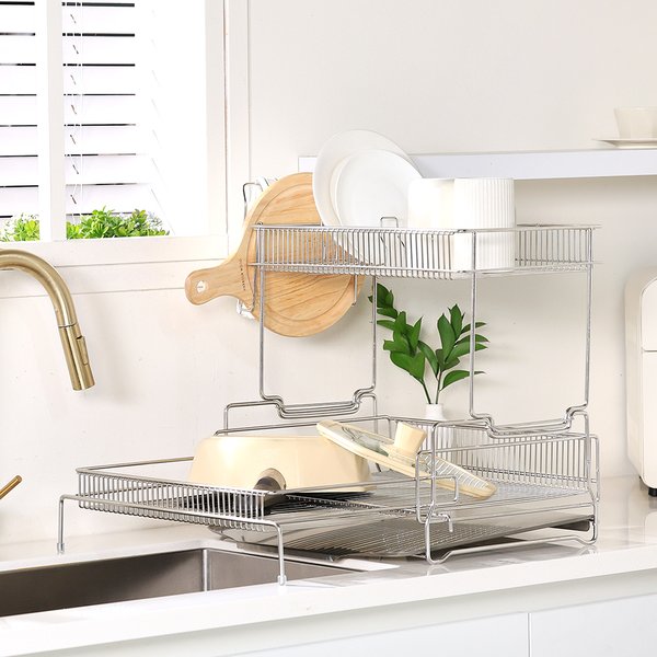공감스토어 올 스텐304 자동 물빠짐 대용량 서랍형 그릇정리대 식기건조대 확장형 3단 풀세트 165,200원