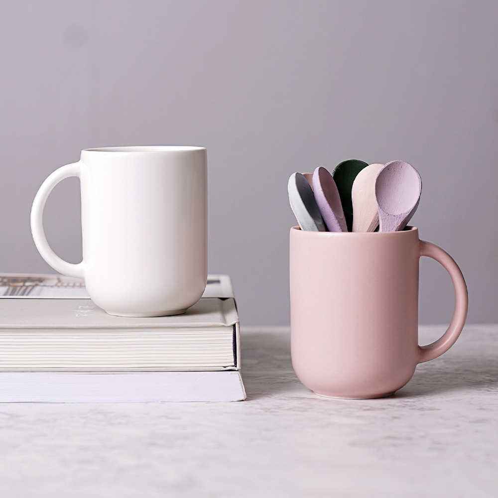 보울보울 레트로라인 핸들머그 360ml, 밀크화이트 + 파우더핑크, 2개 14,000원