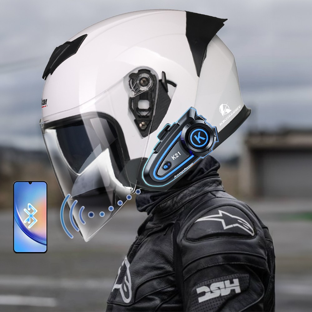 킥커머스 오픈페이스 K21 블루투스 오토바이헬멧, 베이직화이트 119,100원
