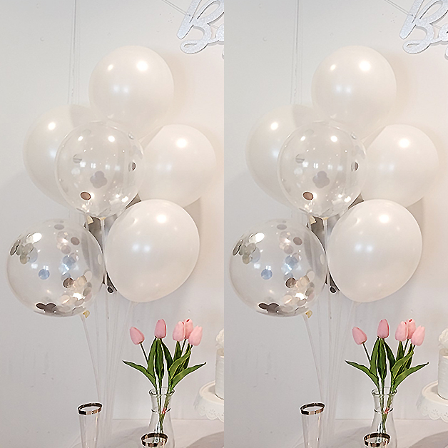 올리브파티 펄풍선 하트 풍선 풍선꽂이 풍선스탠드 2개 생일파티용품 세트, 1세트, 컨페티화이트 9,600원