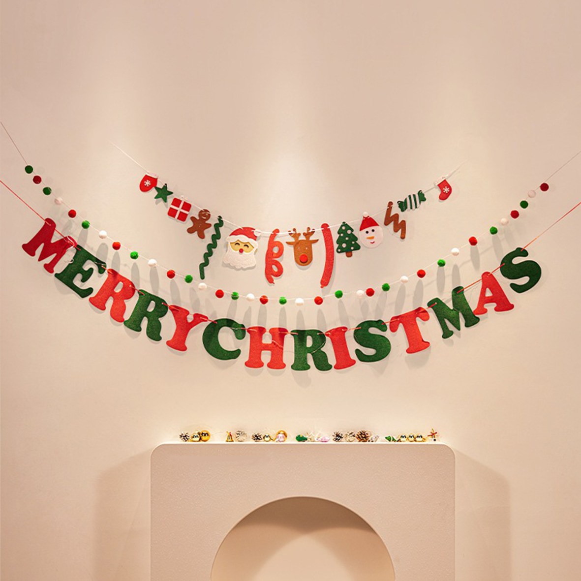 메리 크리스마스 루돌프 산타 트리 펠트 가랜드 홈 파티 용품 장식 소품, 1세트, 레드 그린 10,000원