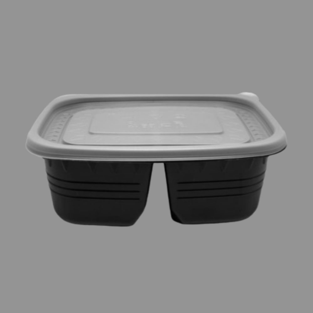 사각 죽용기 대 2칸 180x130x65 950ml 뚜껑+용기 흑색 500개 세트, 1개 103,950원