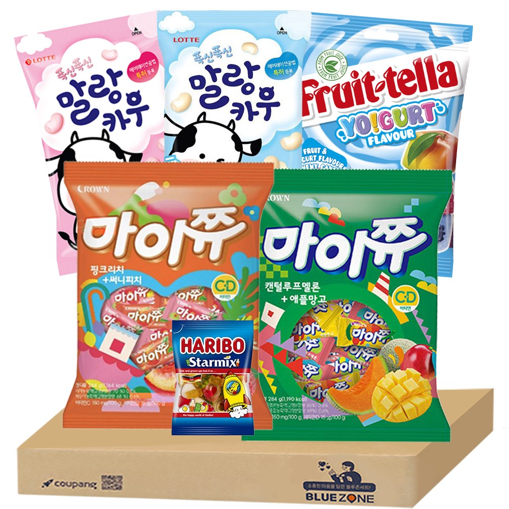 꼬꼬마 캔디젤리 B세트 말랑카우우유1 말랑카우딸기1 마이쮸핑크리치써니피치1 마이쮸캔털루프멜론애플망고1 후르트텔라1 하스1 14,900원