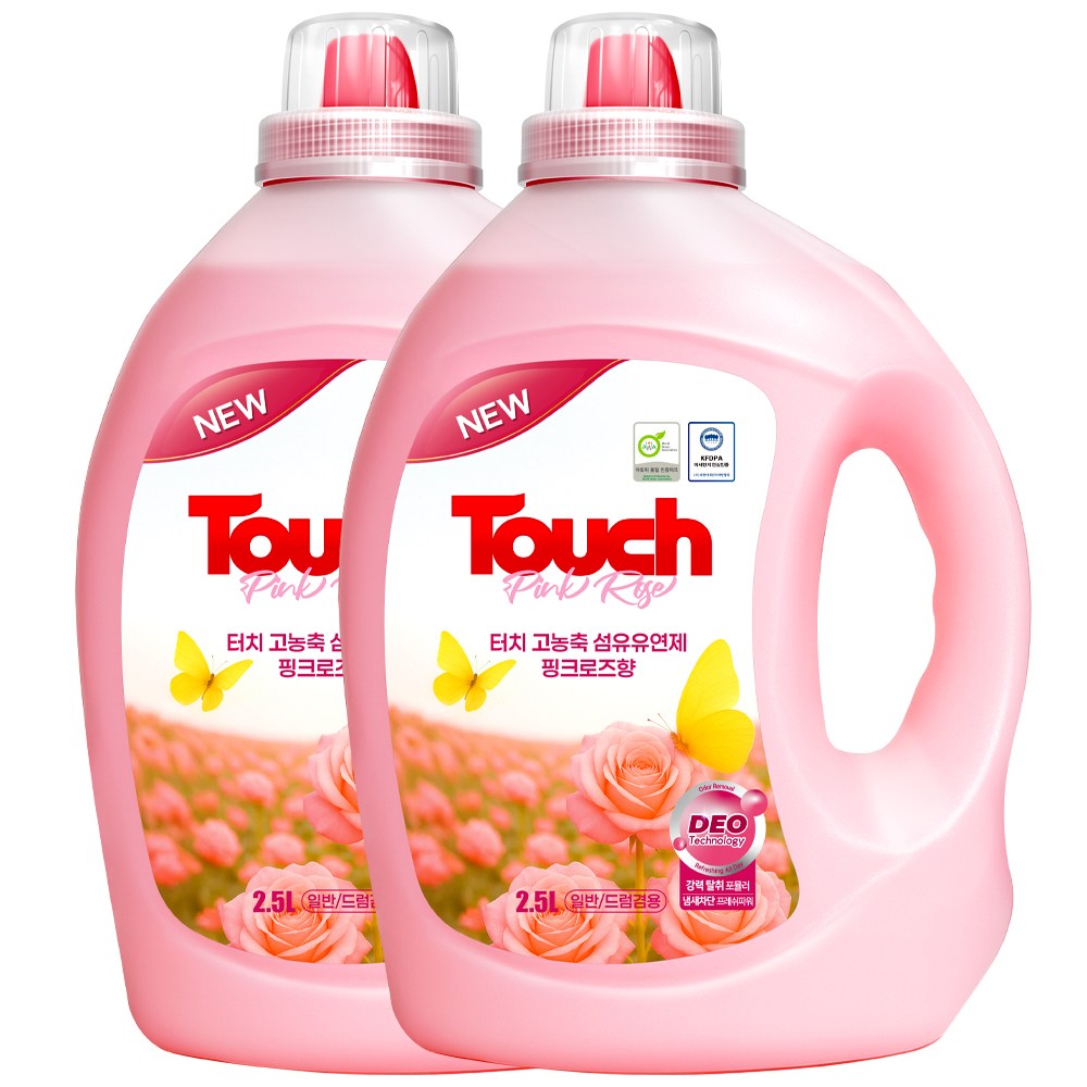 터치 딥퍼퓸 고농축 섬유유연제 실내건조 핑크로즈, 2개, 2.5L 15,800원