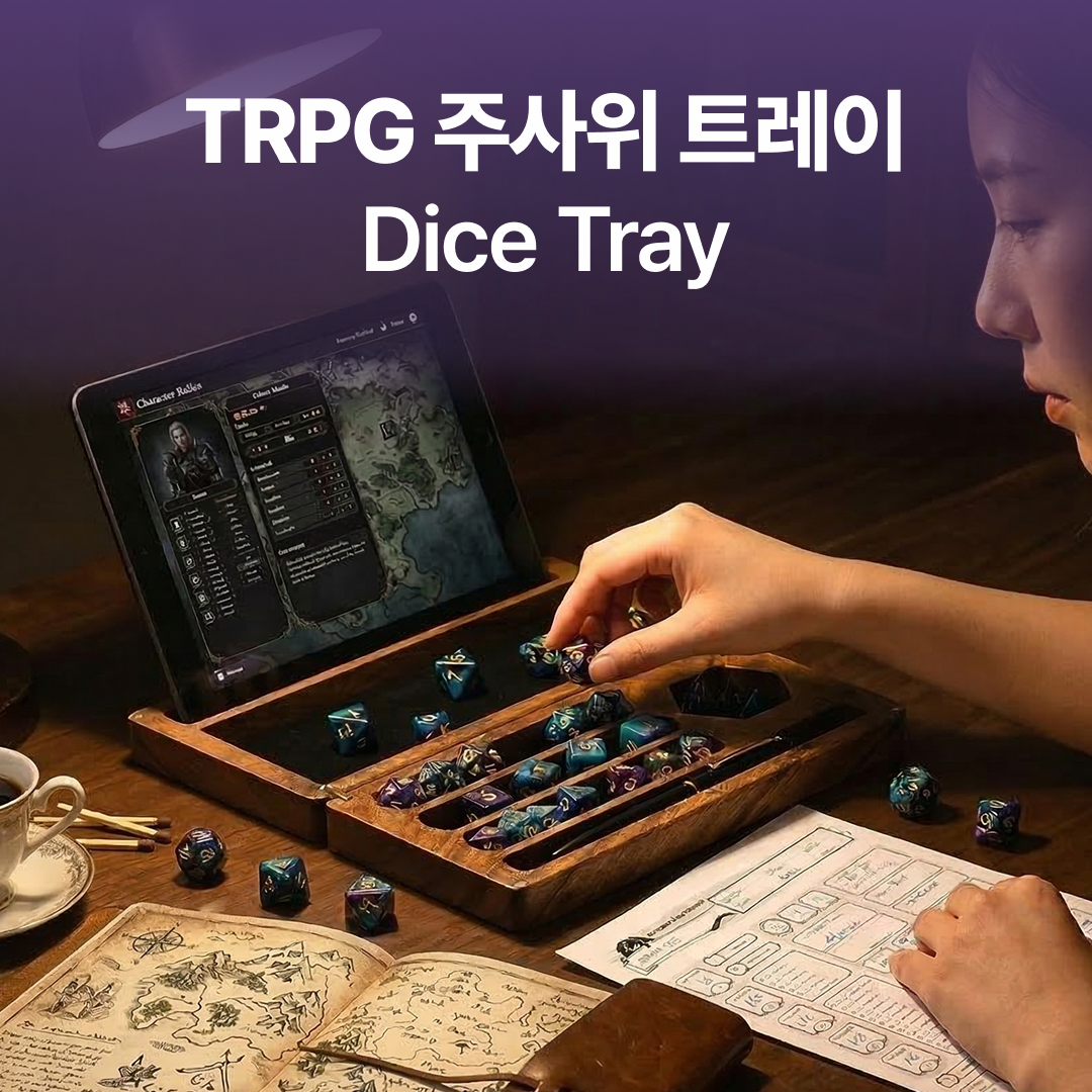 TRPG 주사위 트레이 원목 다이스 트레이 주사위 보관함 Dice Tray 보드게임 DND 주사위 케이스, 1개 86,490원