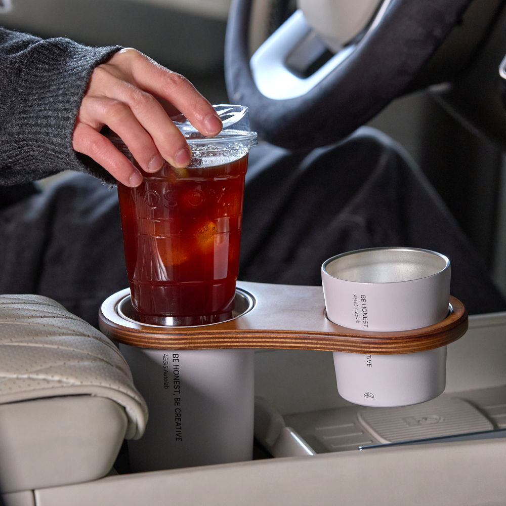 이지스 트레온 듀오 우드트레이 차량용 컵홀더 차량 냉온 보냉 자동차, 트레온 듀오 우트트레이 + 컵홀더 베이지, 1개 45,000원