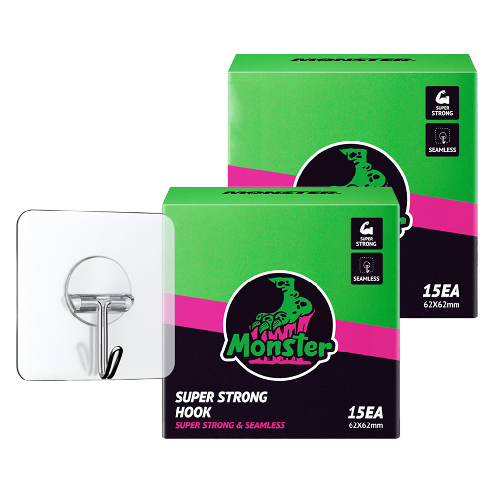 몬스터 무타공 부착식 후크 15p, 단일색상, 2세트 33,790원