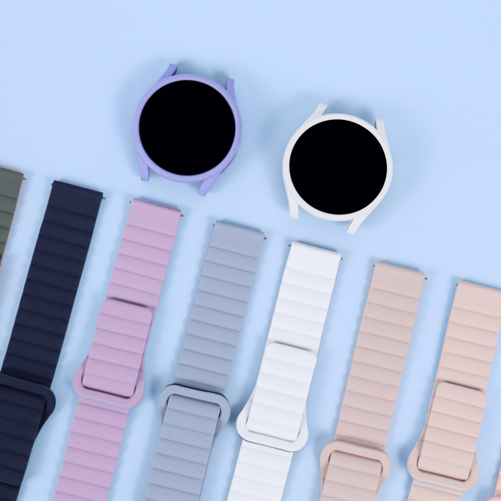 오르몽트 갤럭시워치 스트랩 NEW 마그네틱 실리콘 스트랩 버클형 워치7 6 5 4 3 프로 클래식 액티브2 호환 방수 밴드 스포츠 시계줄, 샌드 핑크, 1개 9,800원