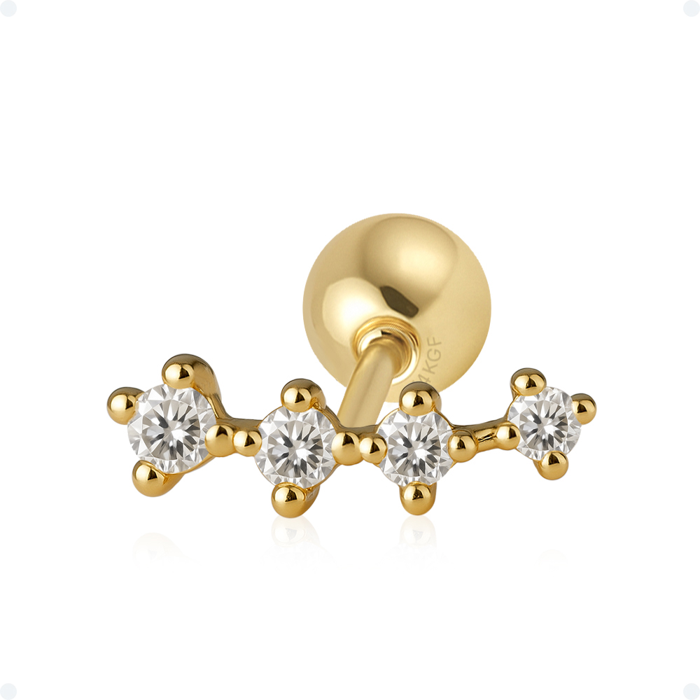 쥬넬 14KGF 촤르르 큐빅 라운드 골드필드 피어싱(2 size) 33,900원