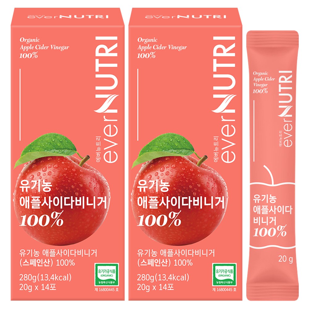 에버뉴트리 스페인산 유기농 애사비 100% 애플사이다비니거, 2개, 280g 25,500원