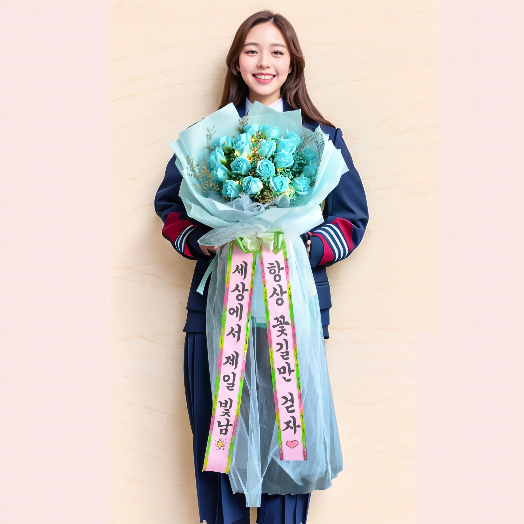 아르띠콜로 LED 중대형 장미 안개꽃다발 (문구 고정) 49,800원