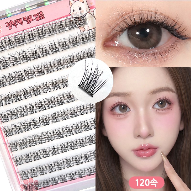 ROYAI ONE 자연스러운 노글루 속눈썹 대용량 120속 풀없이 붙이는 인조 가닥 속눈썹 9-11mm, 2개, 블랙 9,000원