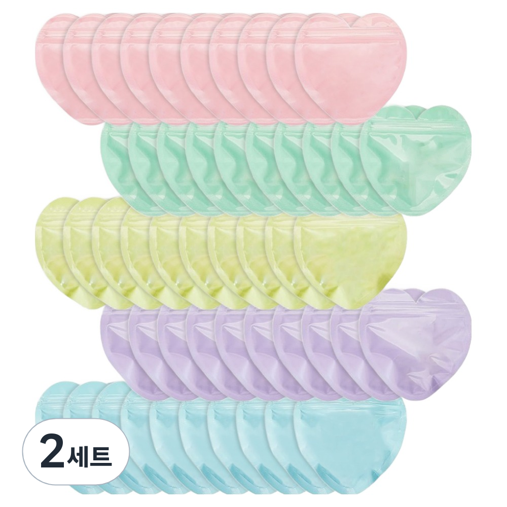 코히모 악세사리 하트 포장 봉투 지퍼백 5종 x 10p 세트, 혼합색상, 2세트 20,700원
