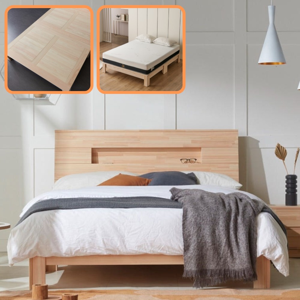 바르숲 고급무절 휘스랑+타이탄 매트리스침대 편백나무 통원목 평상형 침대프레임 2,168,000원