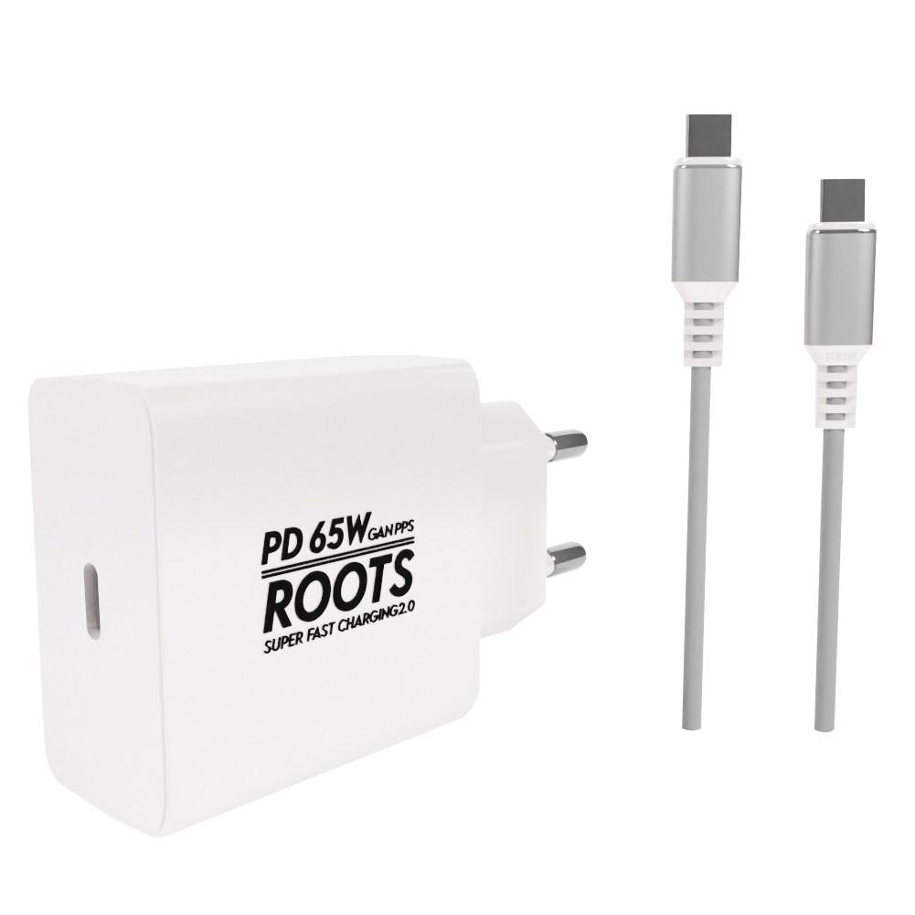 루츠 65W Gan PD PPS C타입 국내생산 초고속 충전기 + C to C 100W 5A E Marker 1.5M 케이블포함, 화이트, 1개 29,900원