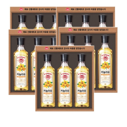 해표사조선물세트 고급유 3호x5개 카놀라유 명절 추석 설 집들이 거래처 고객 답례품 직원 39,800원