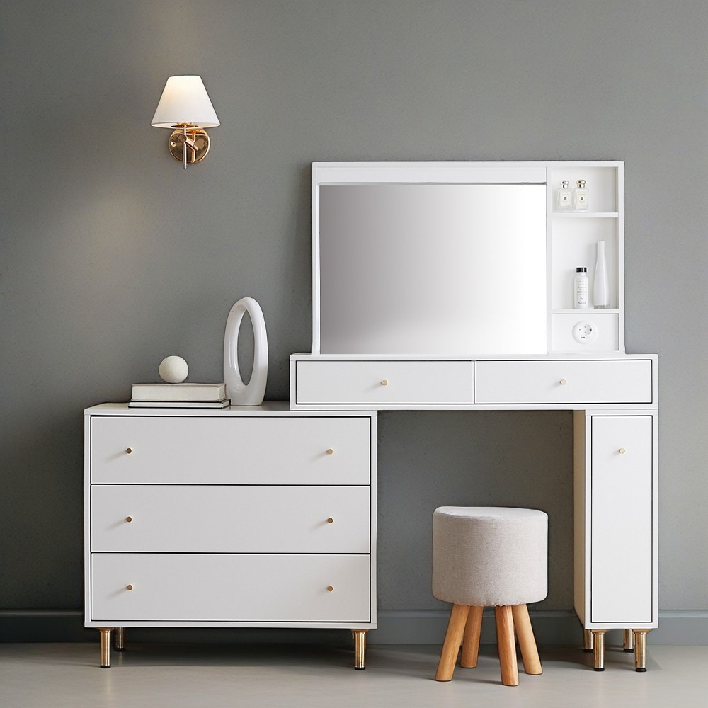 보루네오 엘리브 골드니스 3단 3칸 화장대 LED거울 pn816-1, 화이트 219,000원