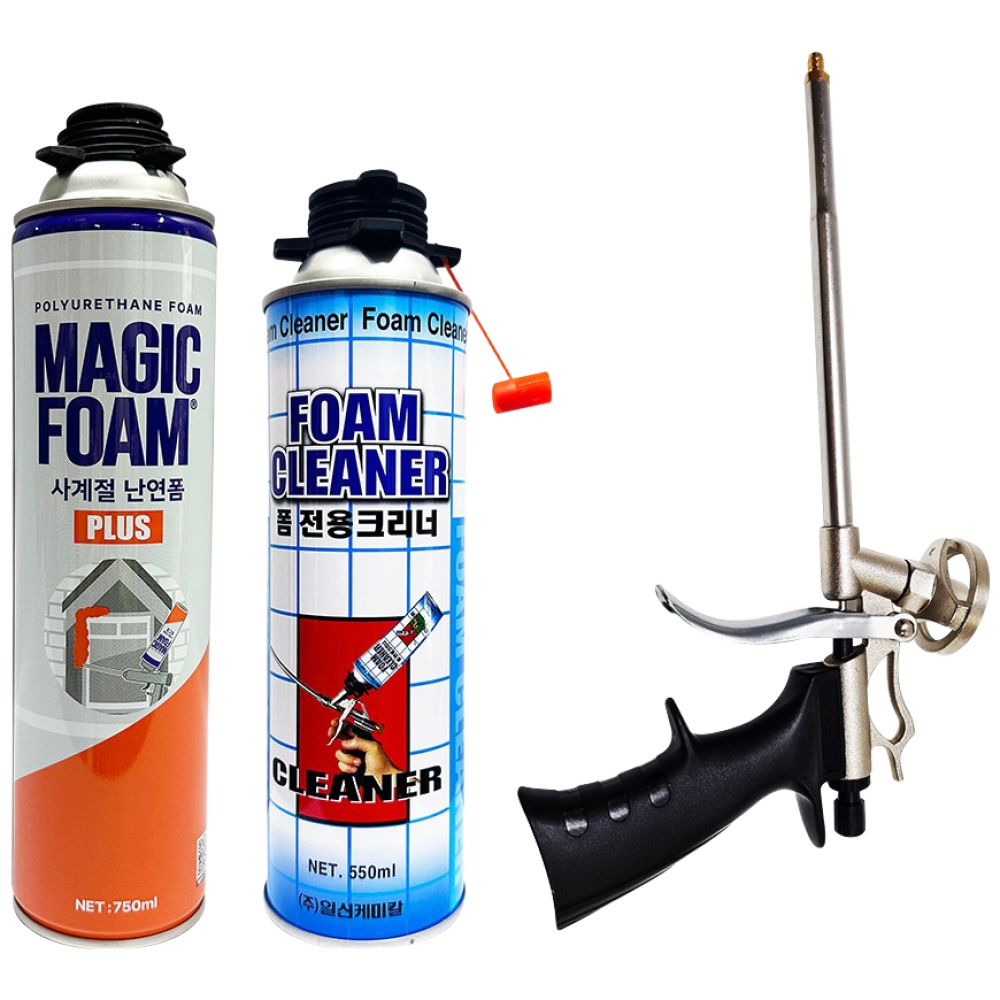 (우레탄 폼 셋트1) 우레탄폼건 우레탄폼 폼크리너, 1개 19,200원