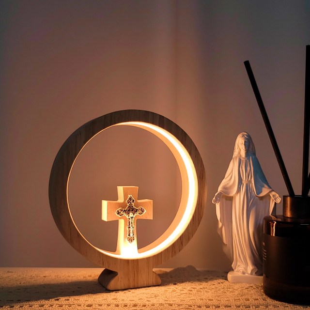 고담빛 천주교 십자가 무드등 가톨릭 성당 성물 세례 견진 축일 선물, 내추럴 천주교십자가무드등 38,900원