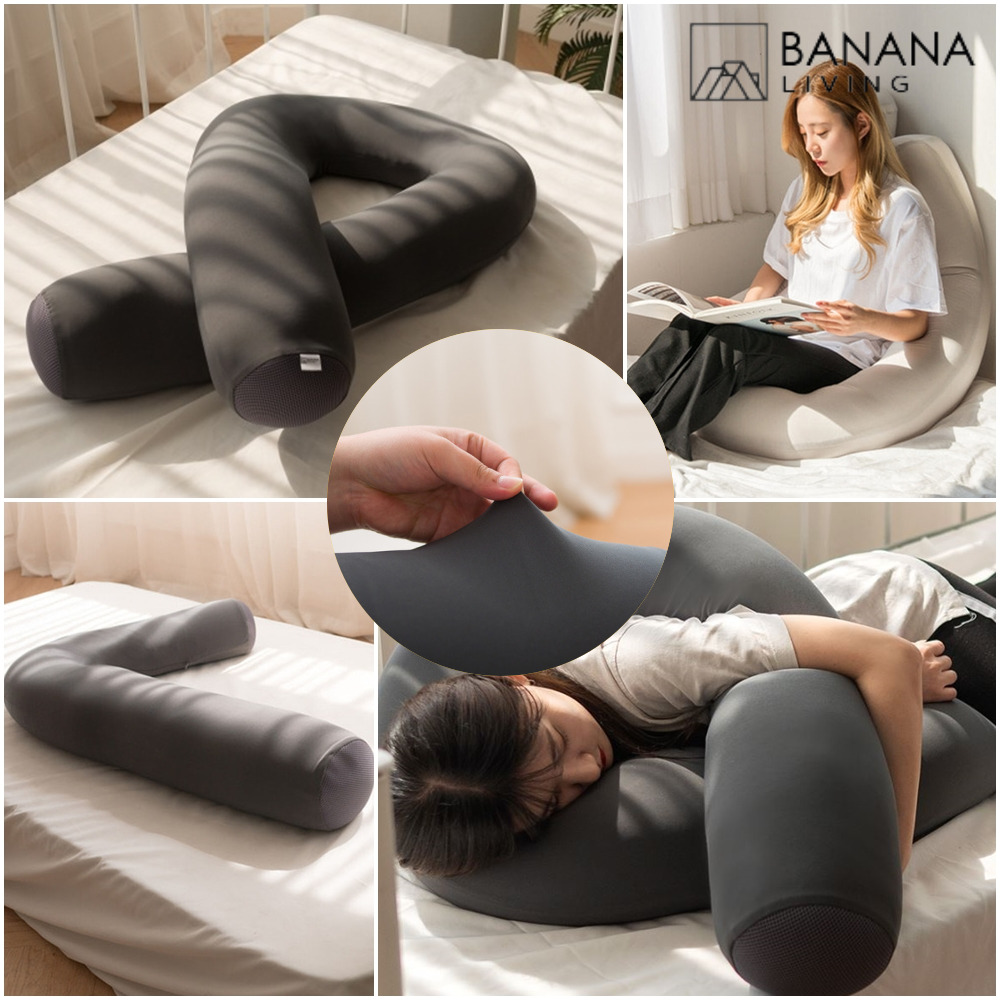 바나나빌딩 쫀득 마이크로에어볼 L자 U자 U자형 바디필로우 커버 뚱뚱 대형 긴 베개 배게 롱 쿠션 목 팔 다리 임산부 그레이 아이보리 14,900원