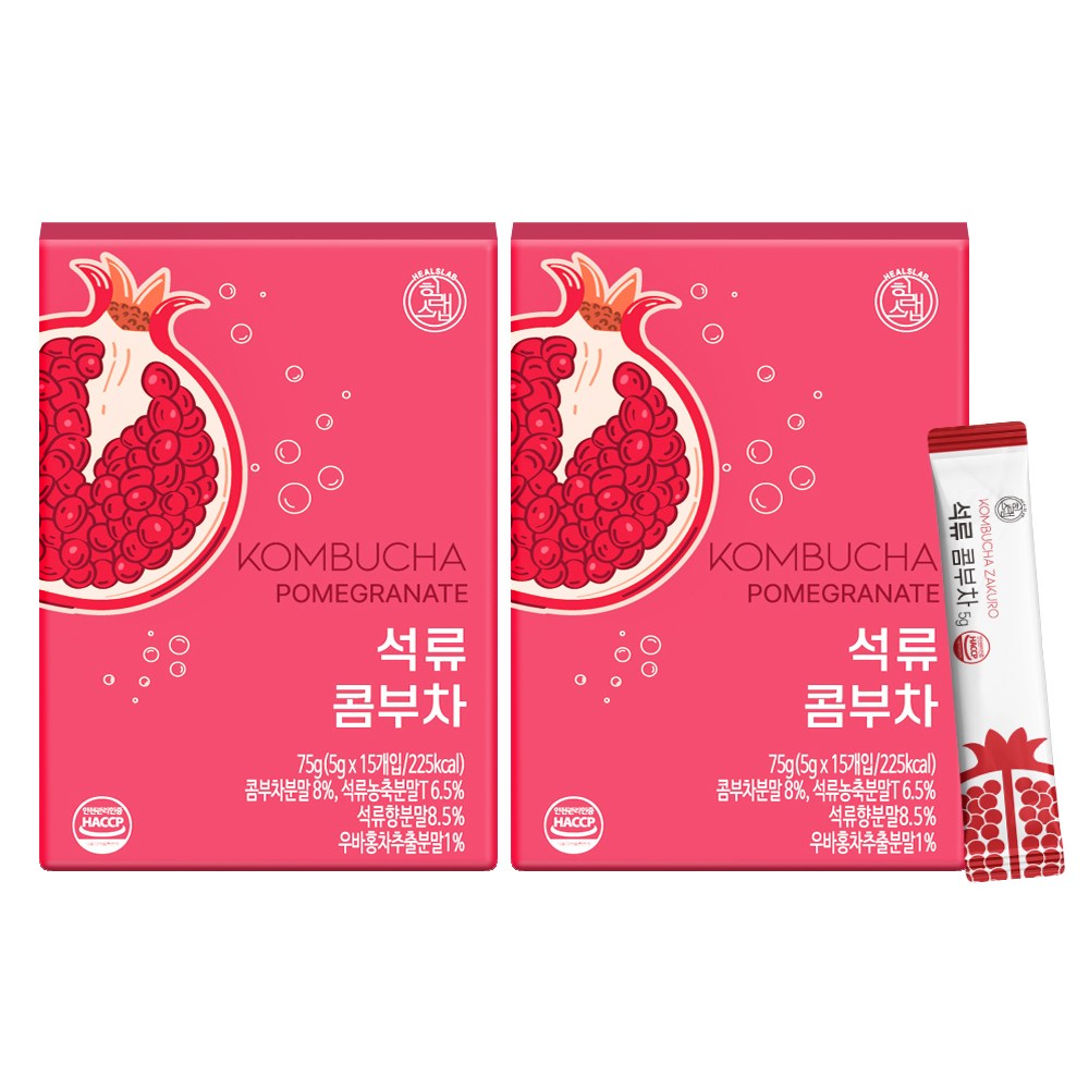 힐스랩 콤부차 석류, 2개, 15개입, 5g, 현재가 12,500원