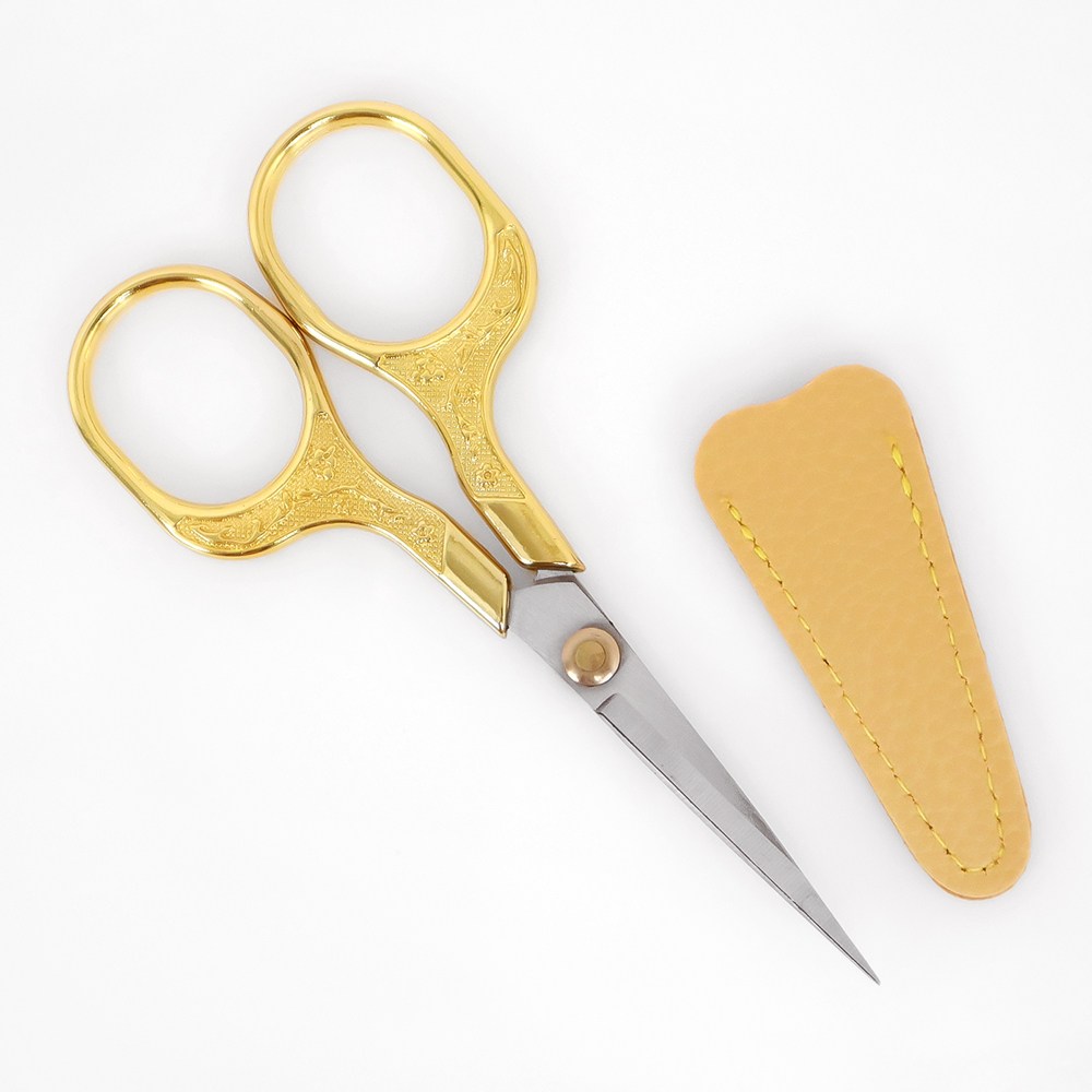 털실나라 가죽커버 엔틱 공예가위 쪽가위 수공예가위, 골드, 1개 9,600원