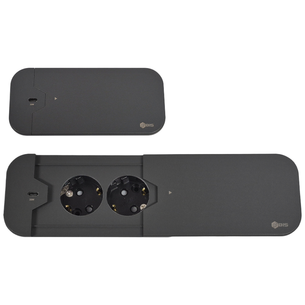 BIS 씬슬라이딩 콘센트 2구, 블랙, 빌트인 매립형 USB C타입 고속충전 사무실 회의실 책상 BIS-102TS, 블랙, 1개 49,500원