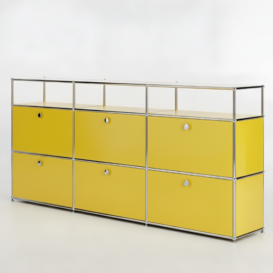 미드퍼 하이 트리플 철제 미드센츄리 모듈 수납장 2250x400x990, 2단, 옐로우 1,210,000원