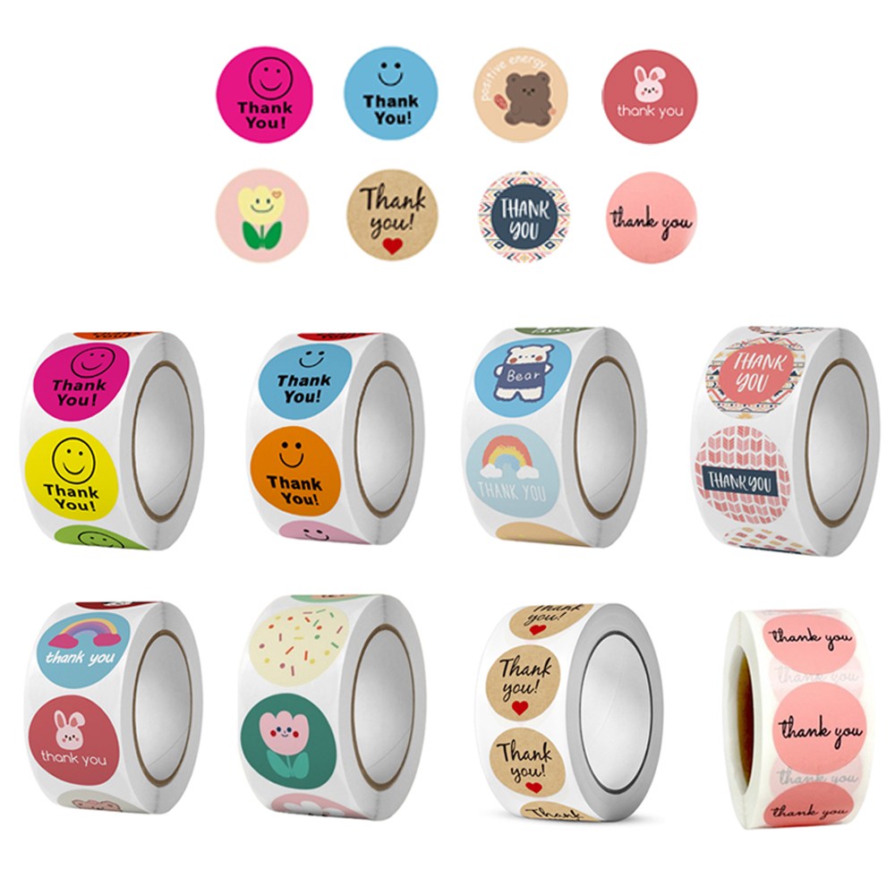 바이유즈 귀여운 원형롤스티커 땡큐스티커, 1세트 9,500원