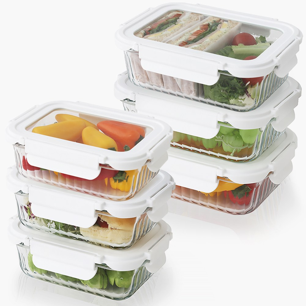 네오플램 내열유리 반찬통 밀폐용기세트 6P 직사각 370ml 3p 600ml 3p 32,900원